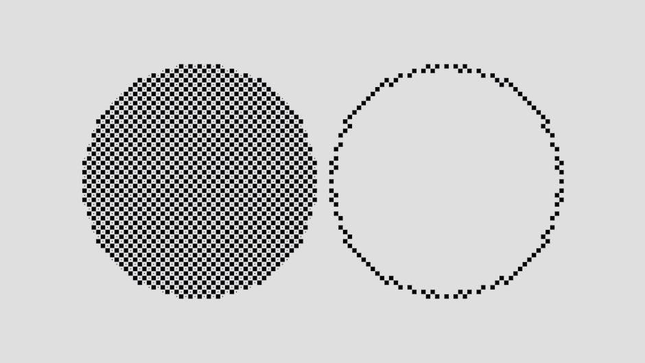 Minimalist black and white checkerboard circles on a plain background.