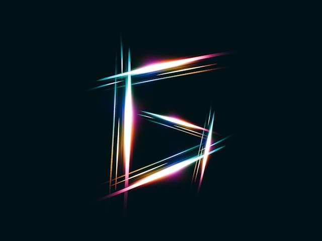 A black background with a white and blue design