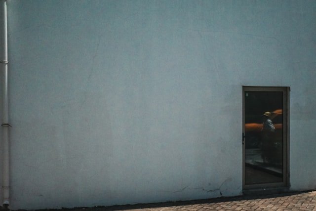 a person standing in a doorway