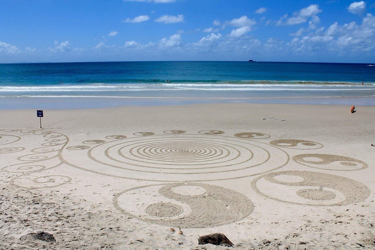 beach, hippie, art, nature, australia, ying and the yang